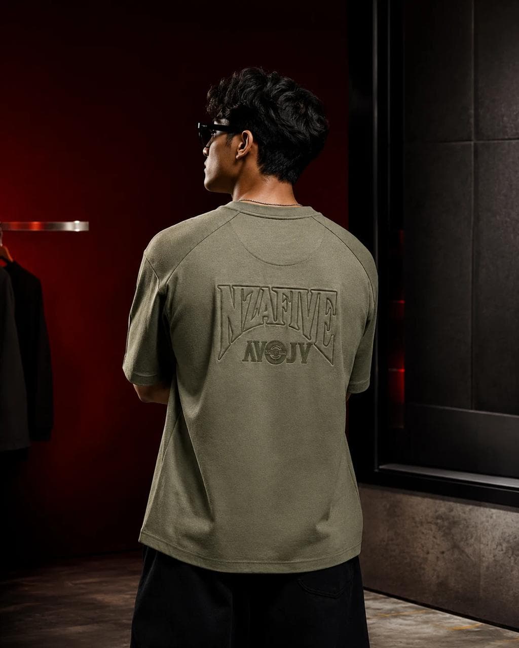 Model in premium tonal streetwear editorial