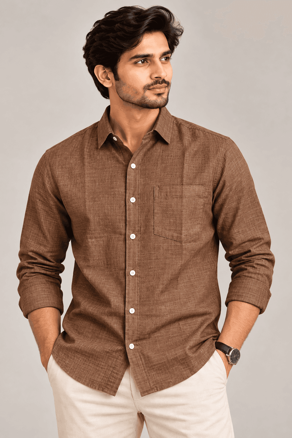 Brown-linen-shirt — image 1