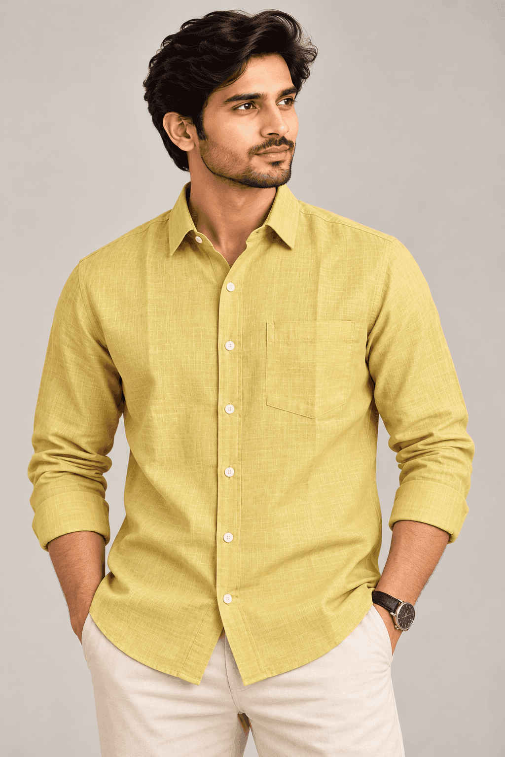 Yellow linen shirt — image 1