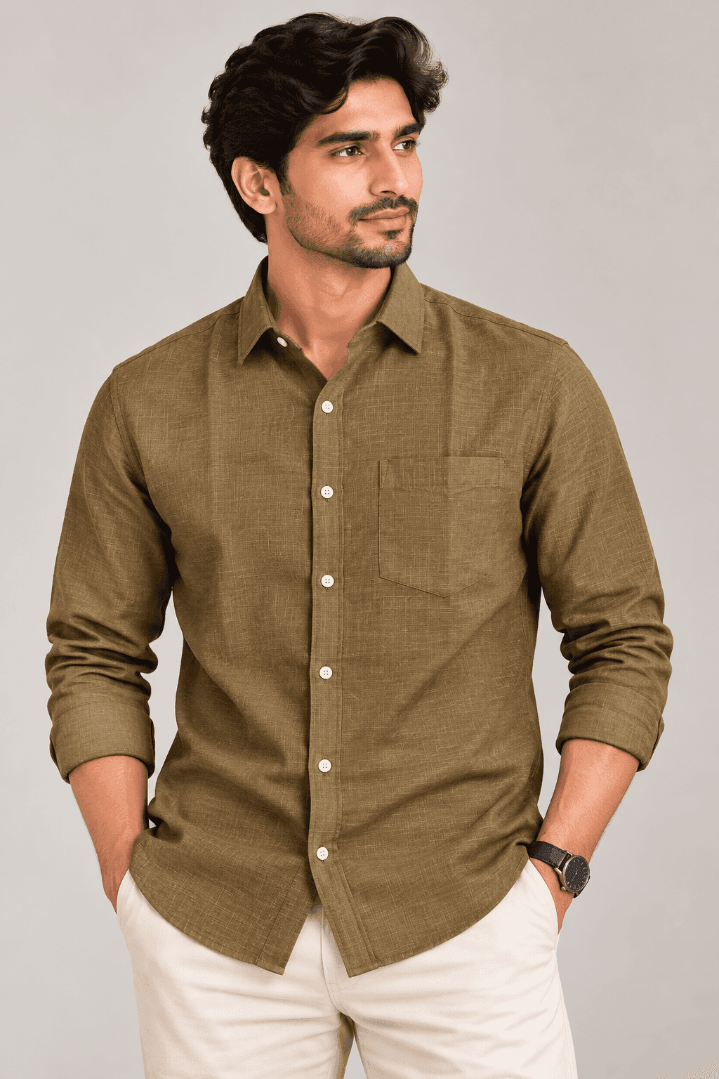Khaki Linen Shirt — image 1